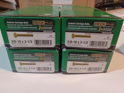 100 Count Hillman Deck Plus 3/8-16 x 3.5'' Coated Coarse Thread Carriage Bolt Tan