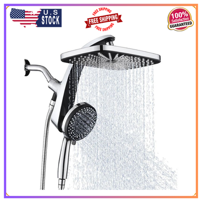 #ad High Pressure Rain Shower Head Combo w Handheld 10 Spray Magnetic Docking $60.27