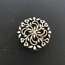 Leaf Round Wooden Fabric Printing Block Stamp Hand Carved in India 4.5cm