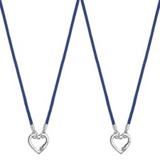 2 Pcs Glasses Holder, Heart Shape Eyeglass Holder Necklace Ring for Women, Navy