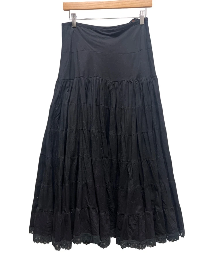 Maxi falda Guess Vintage Y2K de algodón negro en capas Foto 2 de 4