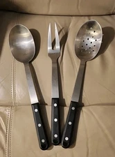 RARE Vintage Paul Revere Stainless Steel Serving Spoon, Slotted Spoon, Meat Fork
