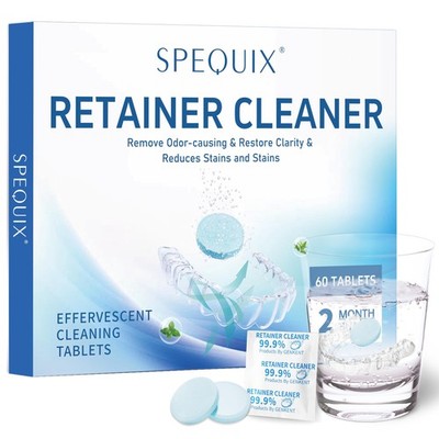 SPEQUIX Retainer Cleaner Tablets for 0.58 Ounce (Pack of 60), White 