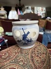 VTG Hand-painted Delft blue/white orchid pot 5”t x 5”w at mouth made in Holland — photo 1