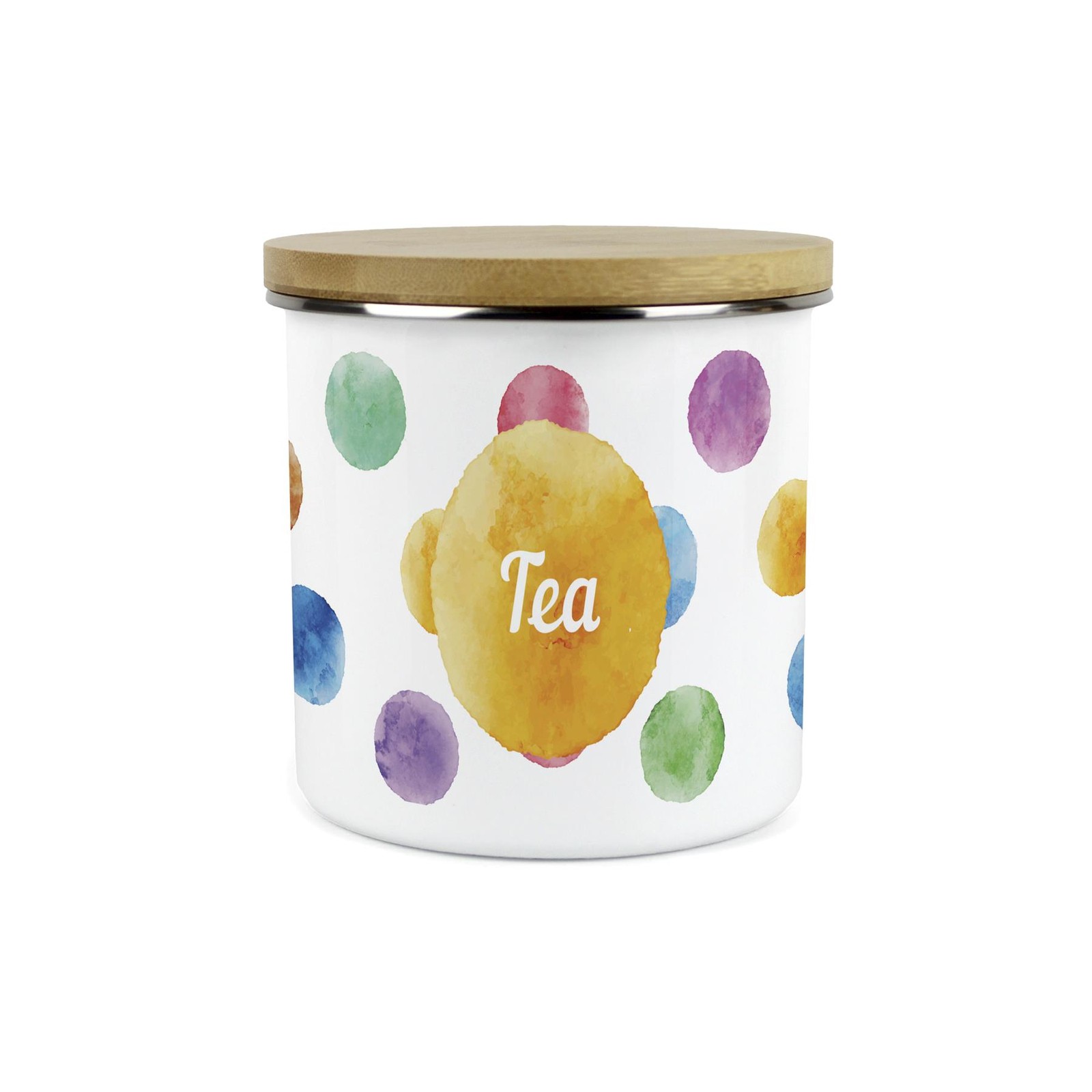 Polka Dots Tea Storage Canister - Multicoloured Spots Kitchen Container Gifts