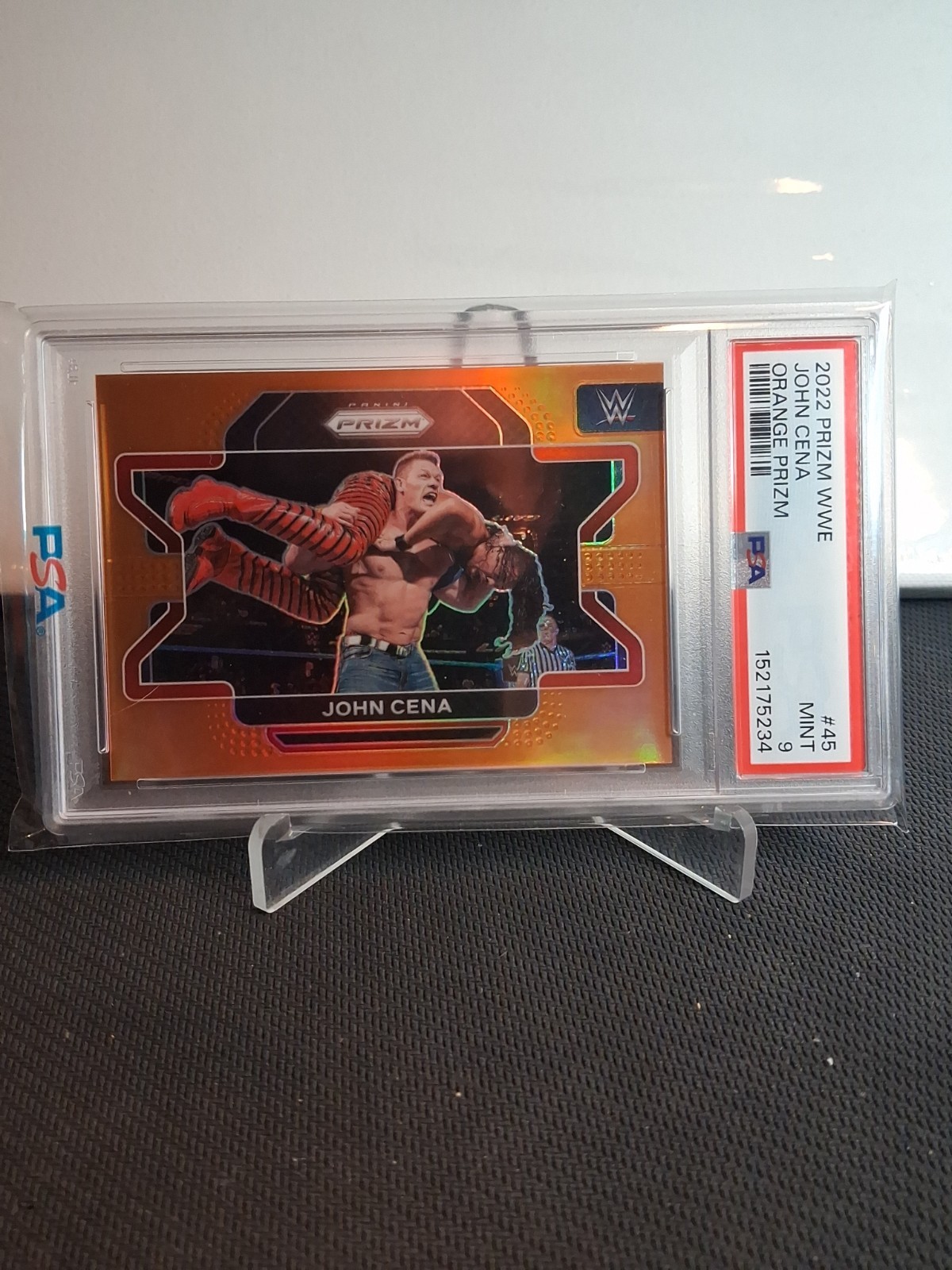 2022 Panini Prizm WWE Wrestling Orange Prizm #45 John Cena 17/99 PSA 9 WWF AEW
