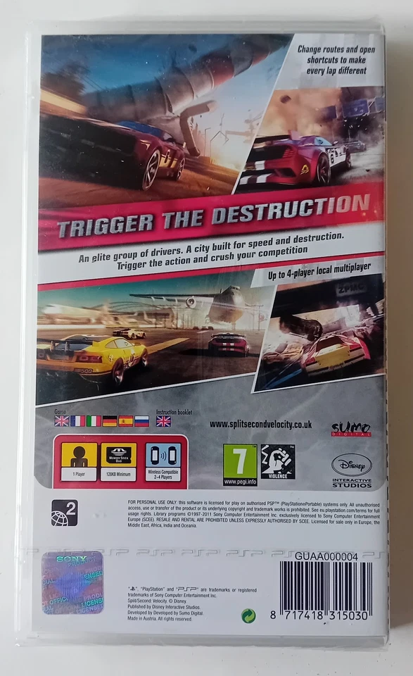 Split Second Velocity Sony PSP  Brand New Sealed - Image 2 of 4