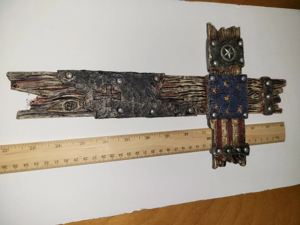 ESTILO AMERICANA OCCIDENTAL 14" CRUZ COLGANTE DE PARED Fe País Ley Sacrificio Foto 3 de 3