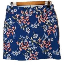Mario Serrani Skort M Blue Floral Pockets Mini Skirt w/shorts Tummy Control 