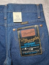 Vintage Wrangler Student Straight Leg Jeans 26x34 Deadstock NWT 70s Made in USA