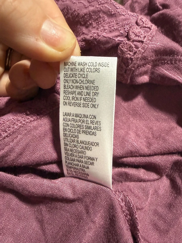 Democracy Women’s Blouse Size L Embroidered Boho Style Button Up Purple - Image 4 of 4