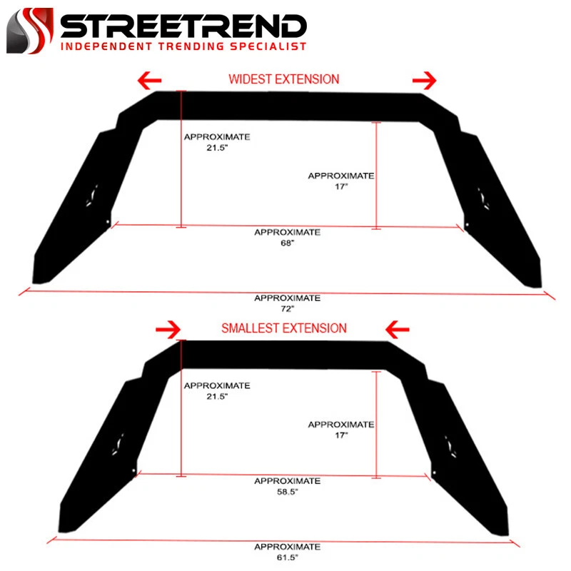 Stehlen Adjustable Truck Bed Chase Rack Roll Bar 3rd Brake Lamp+LED+Amber ST5E — 第 2/4 张图片