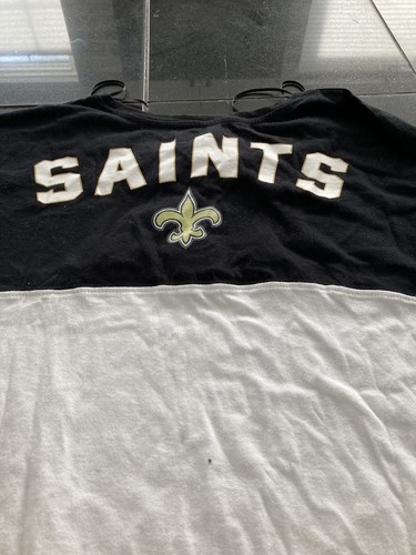 WOMENS NFL NEW ORLEANS SAINTS LONG SLEEVE Shirt WHITE/BLACK/GOLD S SMALL NWT - Picture 7 of 7
