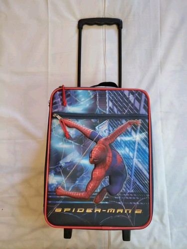 Vintage 2004 SPIDER-MAN 2 Rolling Luggage Suitcase Kids Carry-on Travel Bag - Picture 2 of 11
