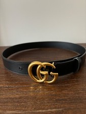 Authentic Gucci GG Marmont Leather Belt Size 80 26/4 Shiny Buckle
