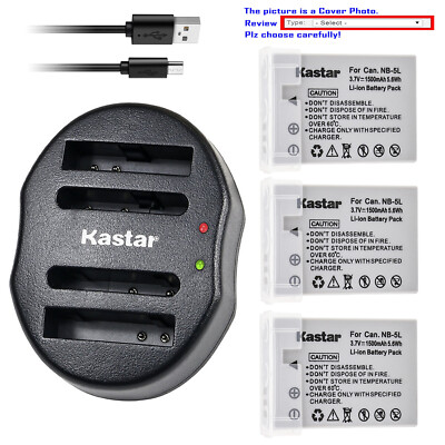 Kastar Battery Dual Charger for Canon NB-5L CB-2LX & Canon Digital IXUS 900 Ti