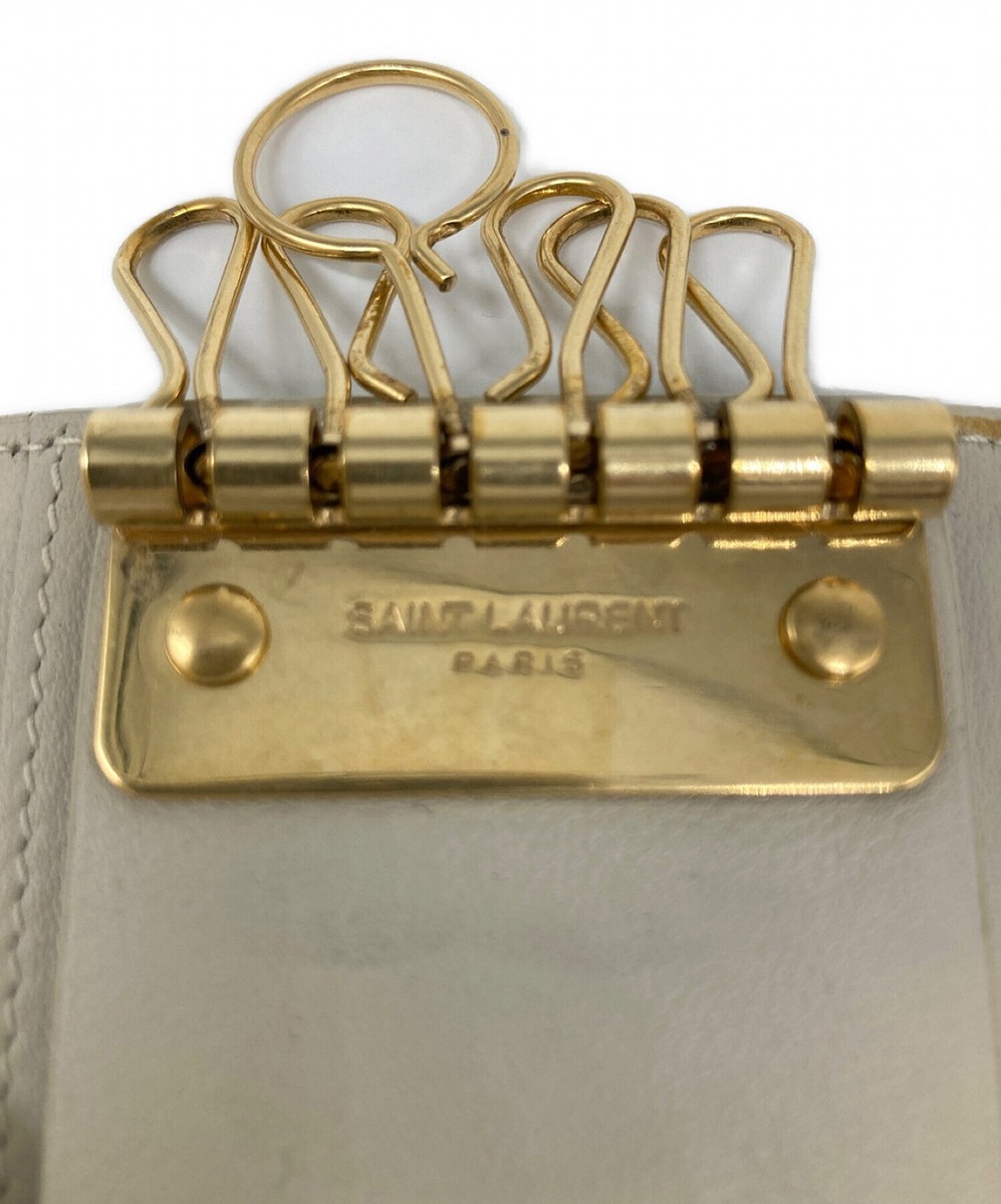 Saint Laurent Cherry Print 6 Key Holder Key Case Ivory Red Saint Laurent Cherry Print 6 Key Holder Key Case Ivory Red