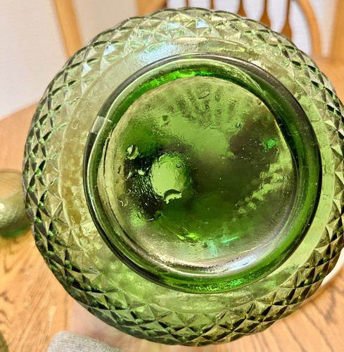 Empoli Green Diamond Cut Ship Glass Decanter And Six Glasses VTG MCM Italy Gift - Picture 21 of 24