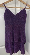 NEW Lulus Metallic Glitter Sparkle Skater Mini Dress Women XS Magenta/Purple