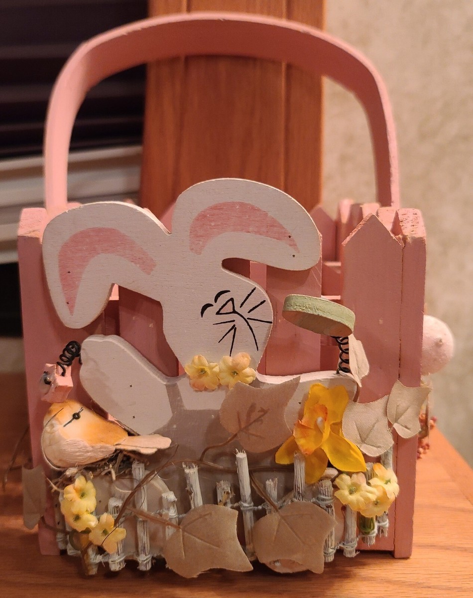 Vintage Kmart Easter Basket Pink Picket Fence