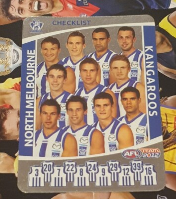 2012 Team Coach North Melbourne Kangaroos Silver Team Check List 