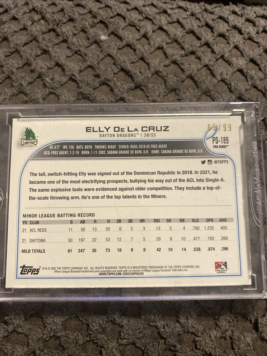 2022 Topps Pro Debut Green 65 /99 Elly De La Cruz #PD-189