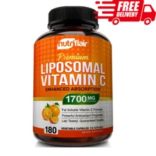 NutriFlair Liposomal Vitamin C 1700mg 180 Capsules, High Absorption, Fat Soluble