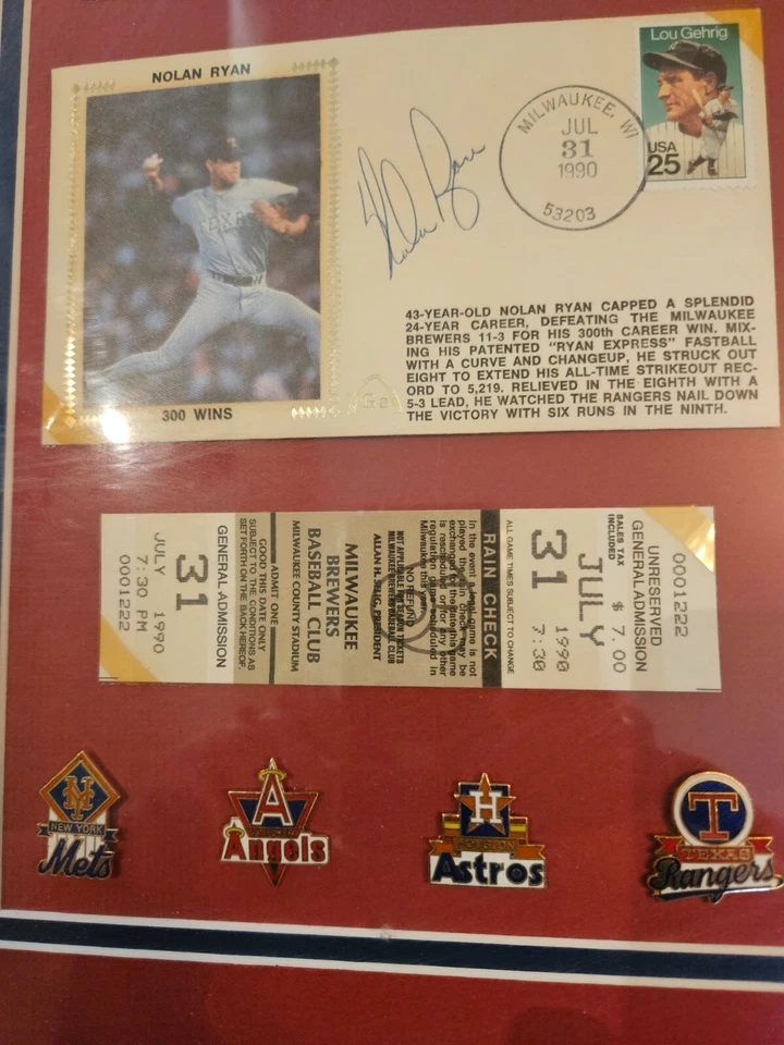 Nolan Ryan signed (4 sigs) Paluso lithograph plus signed postcards (with COA) - Image 3 of 4