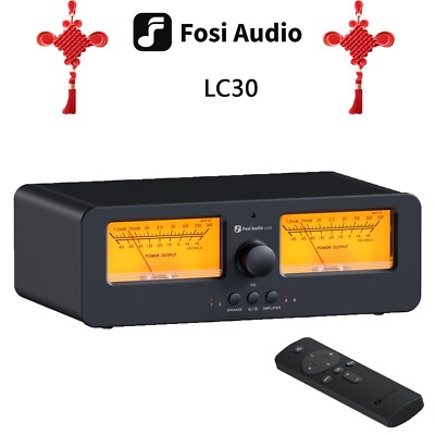 Fosi Audio LC30 2-in-2 Out Amplifier Speaker Switcher Dual Analog VU Meter Box
