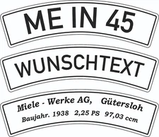 Historic license plate vintage motorcycle desired text 320 x 95 mm plastic