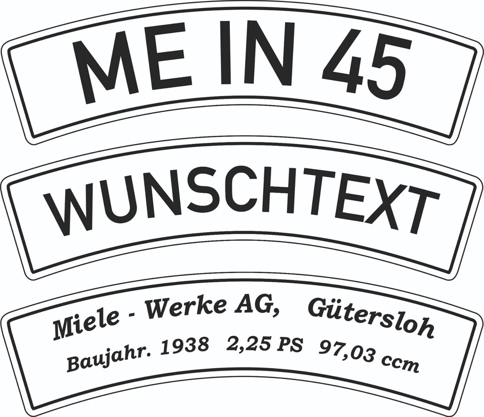 historisches Nummernschild Oldtimer Motorrad Wunschtext 320 x 95 mm Kunststoff - Bild 1 von 1