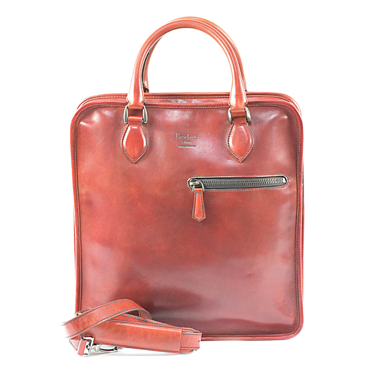 Berluti 2way Men's Layer Briefcase Shopping d'un Jour Patine