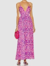 $498 Rococo Sand Womens Purple Pleated Maxi Dress Size M
