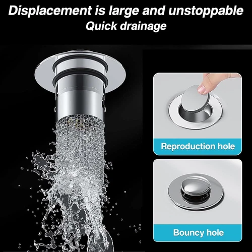 304 Stainless Steel Sink Drain Stopper Hair Catcher for 34-40mm Bathroom Basin - Picture 8 of 15