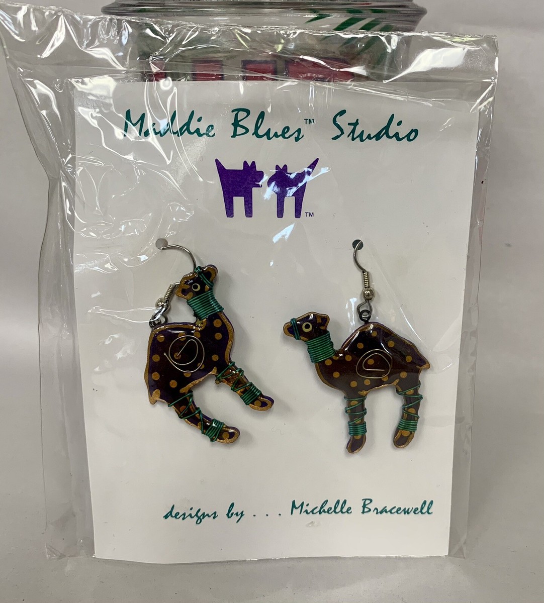 MADDIE BLUES STUDIO CAMEL CIGARETTES EARRINGS, MICHELLE BRACEWELL rjrtc nos