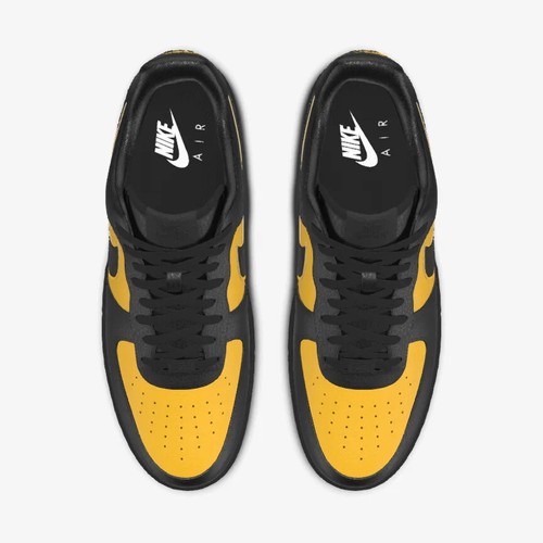 Men's Nike Air Force 1 Low Leather University Gold Black Gum Sole Yellow Nike ID - Picture 4 of 6