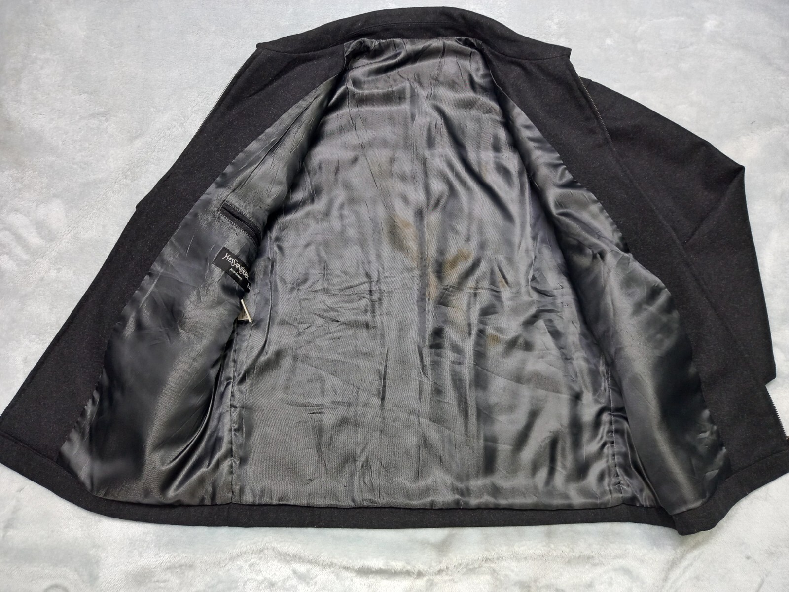 Cappotto giacca bomber invernale lana uomo nero Yves Saint Laurent YSL vintage taglia L