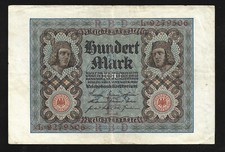 World Paper Money - Germany 100 Mark 1920 P69a Prefix L @ Crisp VF ; Ref.# 506
