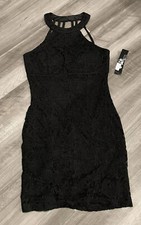 Jump Apparel Black Lace Mini Dress 8 M Tight NWT Strappy Back Sleeveless