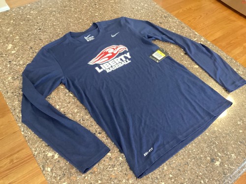 Liberty University Flames Baseball Nike Drifit Shirt Men's Small Blue NWT!!! - Picture 2 of 12