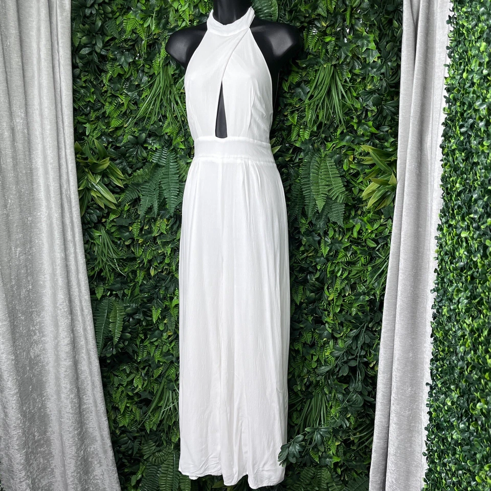 Mono LULUS Mujer XS Blanco Pantalones Caprichosos Cuello Alto Corte Cintura 2356 Foto 3 de 4