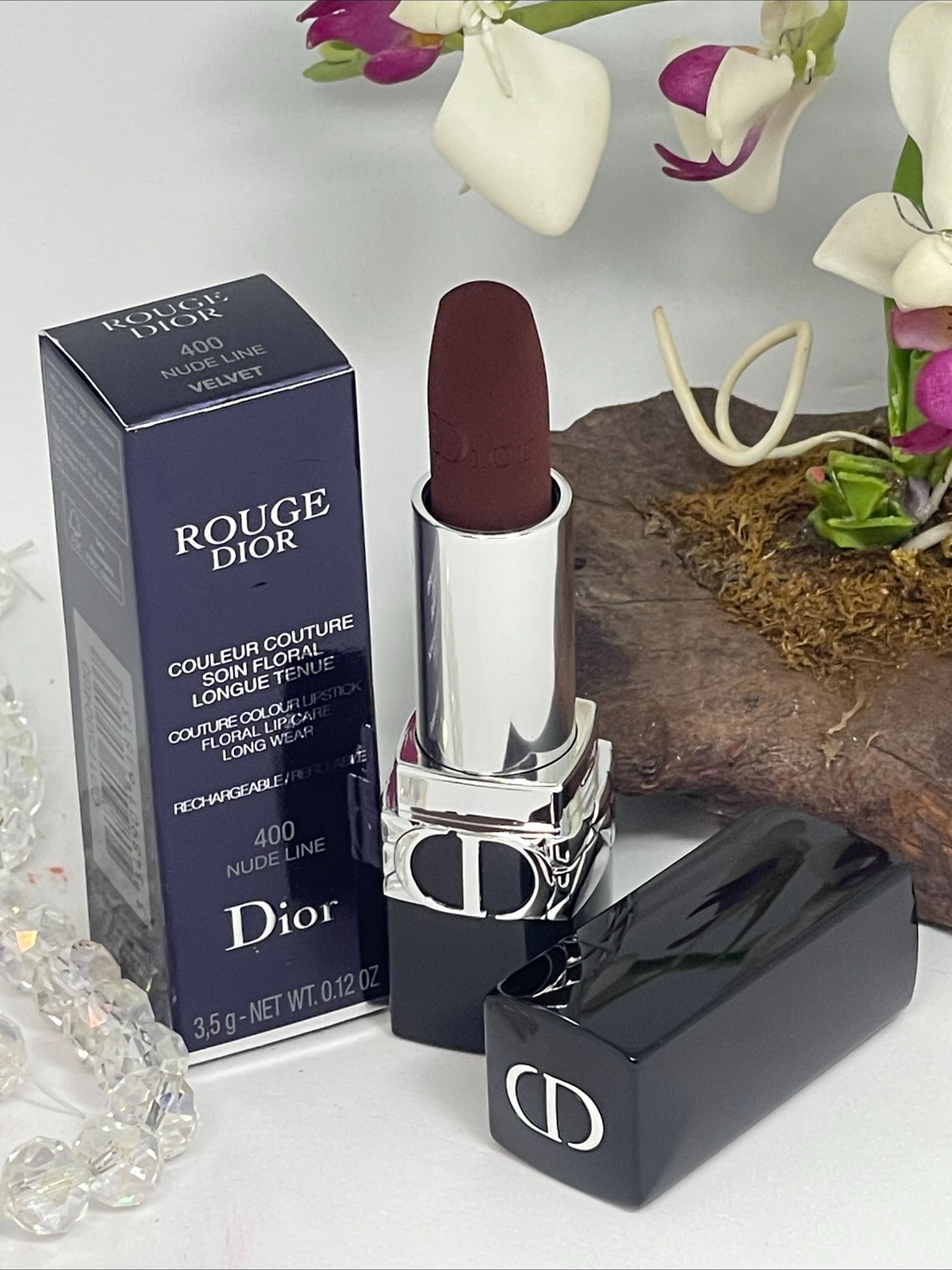 Dior Rouge Refillable Velvet Lipstick 400 Nude Line New In Box-image