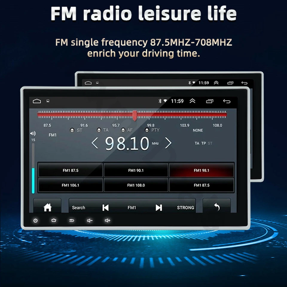 10.1" Quad Core Android 11.0 Car Stereo Radio GPS Navi MP5 Player Single 1Din - Image 4 of 4