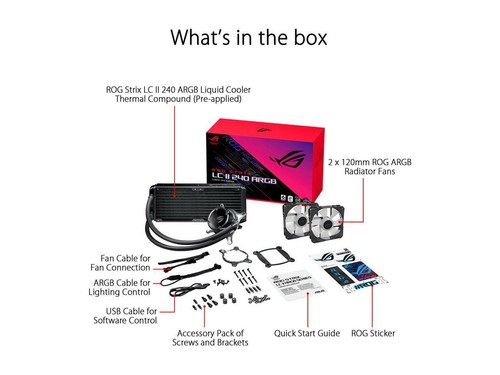 ASUS ROG Strix LC II 240 ARGB All-in-one AIO Liquid CPU Cooler 240mm Radiator, I - Zdjęcie 5 z 5