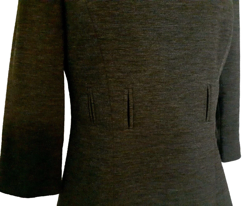 Top Donna Degnan cuello alto talla 6 negro gris forrado trabillas manga 3/4 Foto 4 de 4