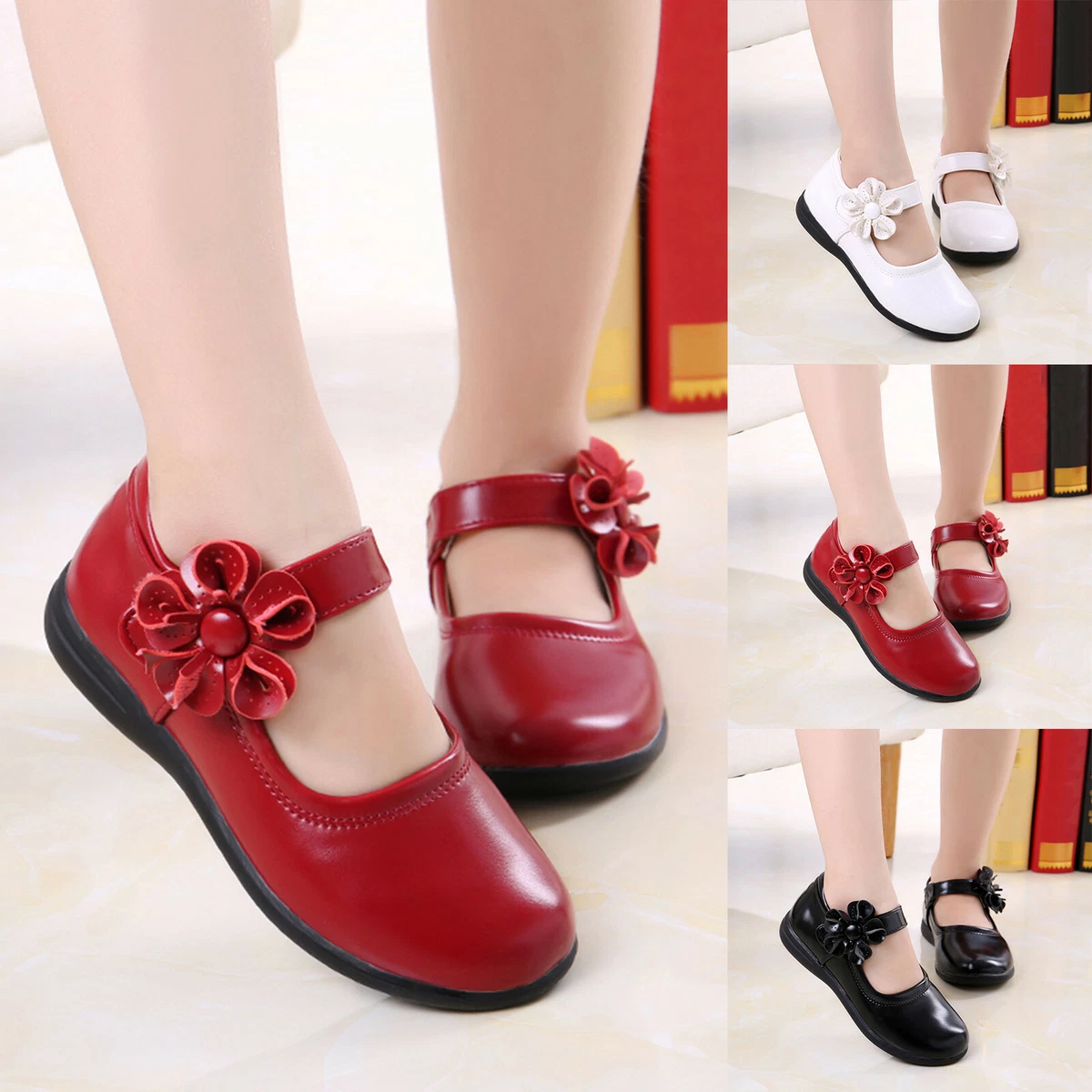 Children Baby Girls Solid Flower Student Single Soft Dance