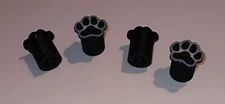 Set of 4 White Paw Print Tire Rim Valve Stem Caps. Plastic, FREE SHIPPING!