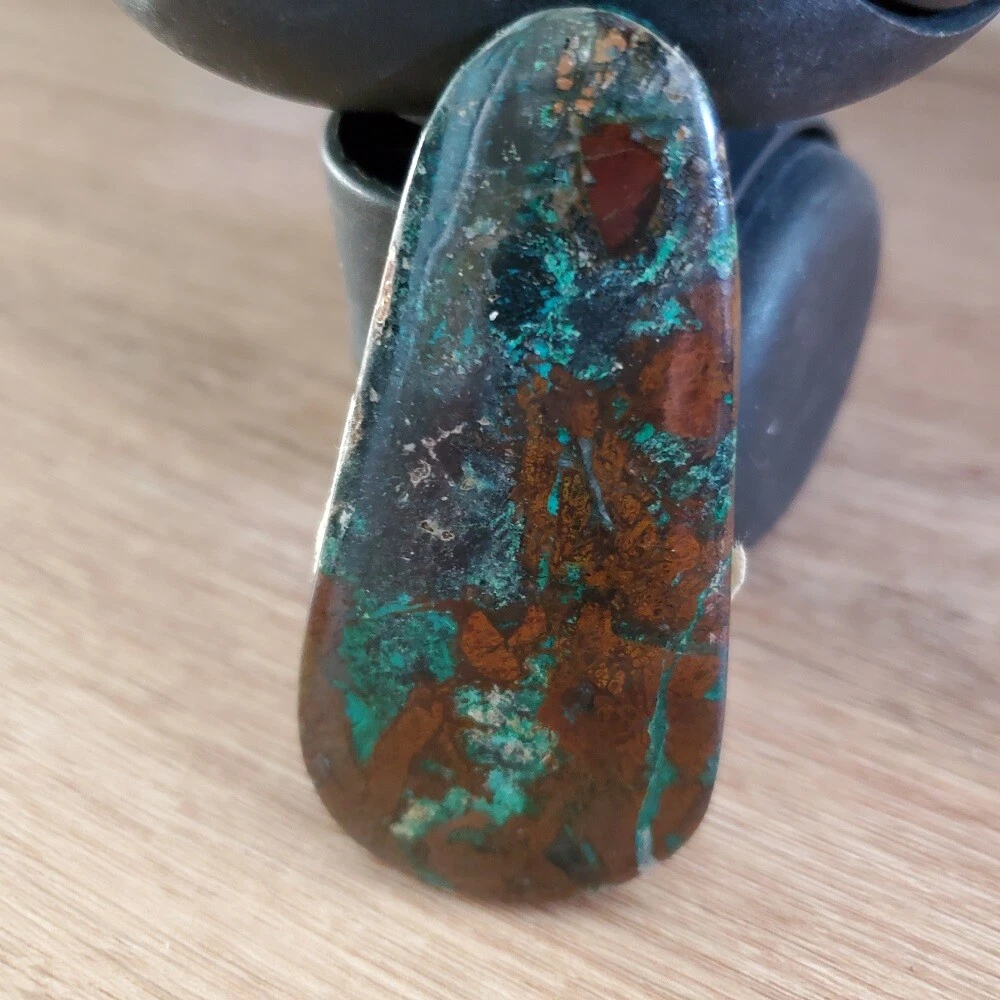 Pendentif Cabochon Sonora Sunset Chrysocolle Cuprite 24 Carats - Pierre Naturelle Du Mexique - Neuf