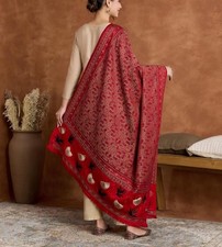 Red Banarasi Dupatta for Women Traditional Indian Ethnic Scarf Paisley Pattern
