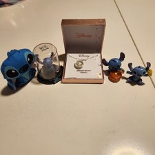 Brand New Disney Lilo and Stitch Silver Plated Necklace W/ 4 STITCH TOYS 